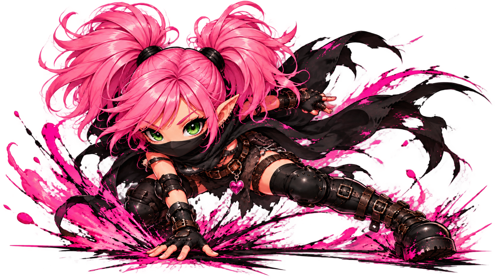 Happy Rogue making a dramatic pink splash